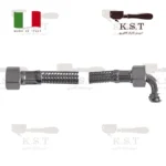 شلنگ حصیری استیل 50cm | رزوه 3/8 اینچ (F-F) با زانویی مخروطی اورجینال