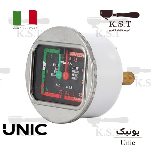 مانومتر یونیک دوبل (UNIC) بخار و پمپ | قطر 70 میلی‌متر (0 تا 20 بار)