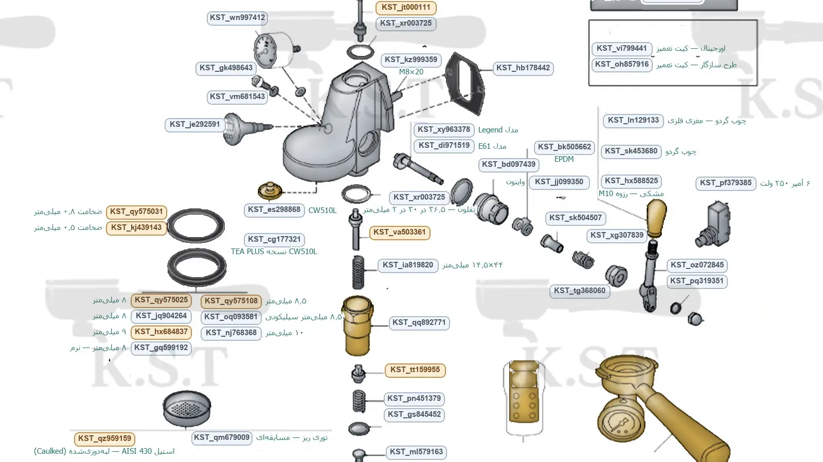 نقشه قطعات هدگروپ فائما E61
