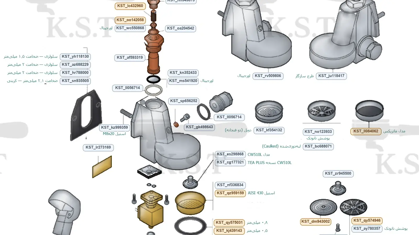 نقشه قطعات هدگروپ شیر برقی وگا